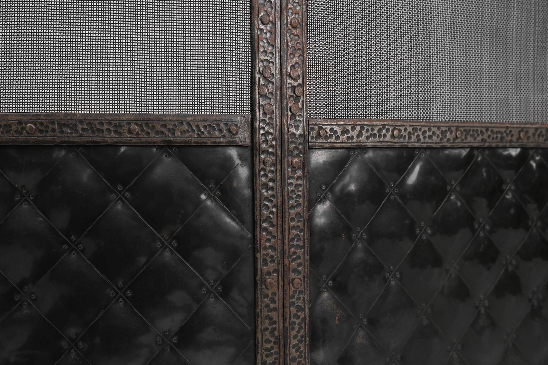 French Art Deco wrought iron fireplace screen with 3 panelsthumbnail